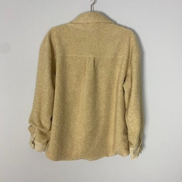 Nordstrom BP Teddy Sherpa Button Up Jacket Yellow Womens XS Oversized - Picture 6 of 7